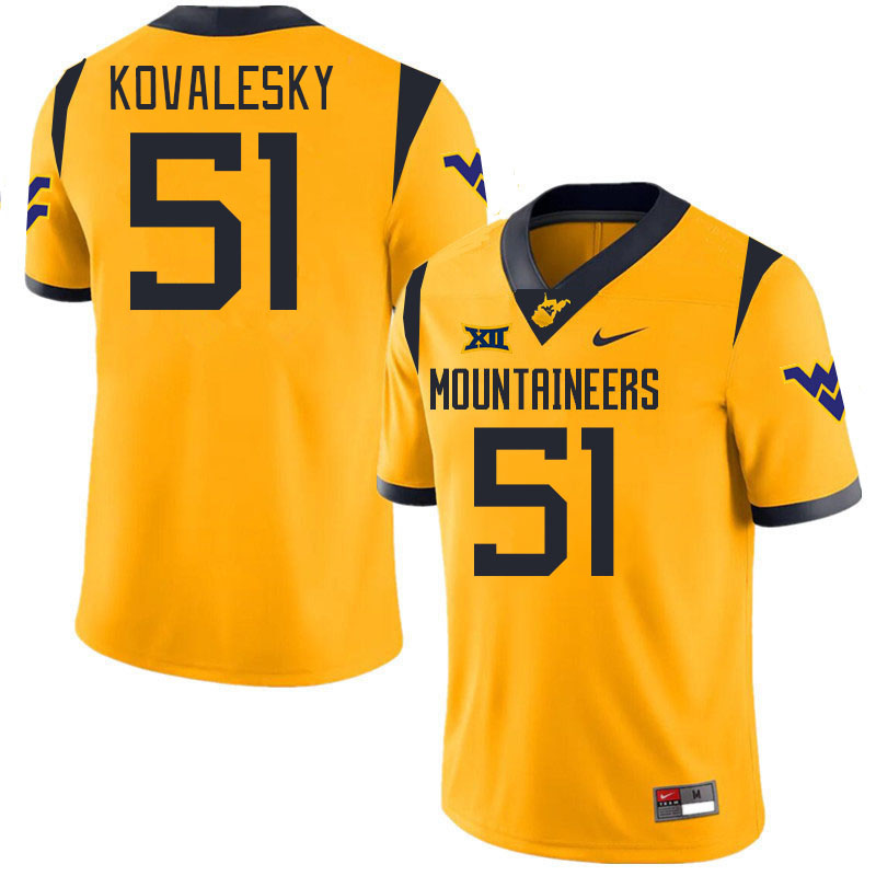 Men #51 Raymond Kovalesky West Virginia Mountaineers College 2024 New Uniforms Football Jerseys Stit